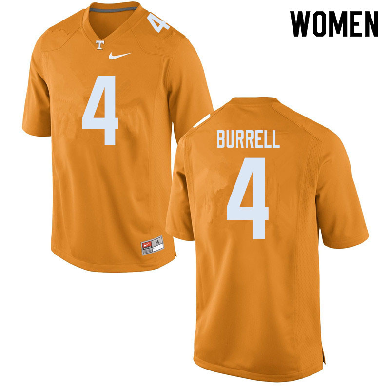 Women #4 Warren Burrell Tennessee Volunteers College Football Jerseys Sale-Orange